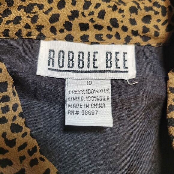 Robbie Bee Vintage Silk Leopard Print Long Sheer Shirt Dress - Picture 10 of 12